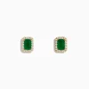 Earrings|Effy Jewelry 14K Yellow Gold Diamond Halo Emerald Stud Earrings