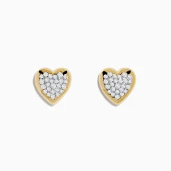 Earrings|Effy Jewelry 14K Yellow Gold Diamond Heart Earrings
