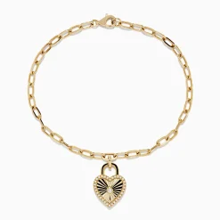 Bracelets|Effy Jewelry 14K Yellow Gold Diamond Heart Bracelet