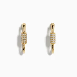 Earrings|Effy Jewelry 14K Yellow Gold Diamond Hoop Earrings