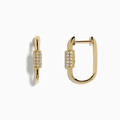 Earrings|Effy Jewelry 14K Yellow Gold Diamond Hoop Earrings