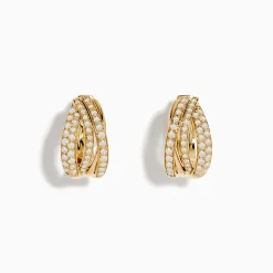 Earrings|Effy Jewelry 14K Yellow Gold Diamond Hoop Earrings
