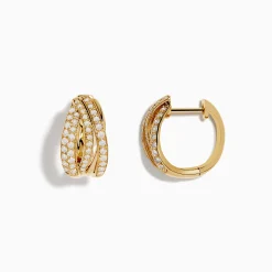 Earrings|Effy Jewelry 14K Yellow Gold Diamond Hoop Earrings