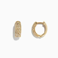Earrings|Effy Jewelry 14K Yellow Gold Diamond Huggie Hoop Earrings,0.53 TCW