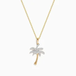 Necklaces & Pendants|Effy Jewelry 14K Yellow Gold Diamond Palm Tree Pendant
