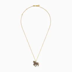 Necklaces & Pendants|Effy Jewelry 14K Yellow Gold Diamond,Black Diamond,Espresso Diamond Horse Pendant
