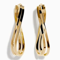 Earrings|Effy Jewelry 14K Yellow Gold Double Bar Hoops