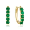 Earrings|Effy Jewelry 14K Yellow Gold Emerald 3/4" Hoop Earrings, 1.71 TCW