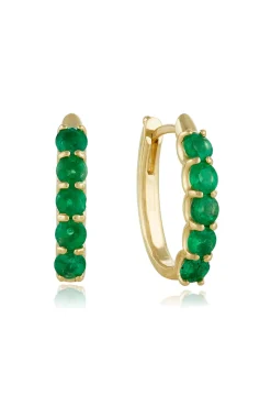 Earrings|Effy Jewelry 14K Yellow Gold Emerald 3/4" Hoop Earrings, 1.71 TCW