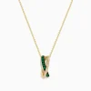 Necklaces & Pendants|Effy Jewelry 14K Yellow Gold Emerald and Diamond Crossover Pendant