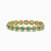 Bracelets|BH Multi 14K Yellow Gold Emerald and Diamond Tennis Bracelet