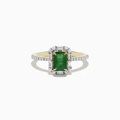 Rings|Effy Jewelry 14K Yellow Gold Emerald and Diamond Ring