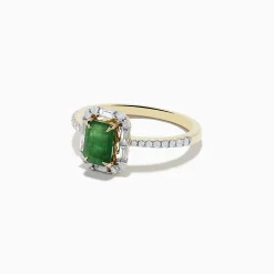 Rings|Effy Jewelry 14K Yellow Gold Emerald and Diamond Ring