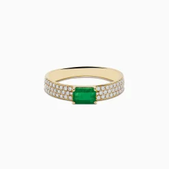 Rings|Effy Jewelry 14K Yellow Gold Emerald and Diamond Ring