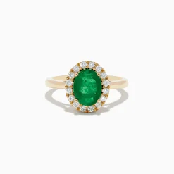 Rings|Effy Jewelry 14K Yellow Gold Emerald and Diamond Ring