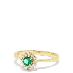 Rings|Effy Jewelry 14K Yellow Gold Emerald and Diamond Ring, 0.36 TCW