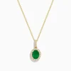 Necklaces & Pendants|Effy Jewelry 14K Yellow Gold Emerald and Diamond Pendant