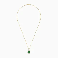 Necklaces & Pendants|Effy Jewelry 14K Yellow Gold Emerald and Diamond Pendant