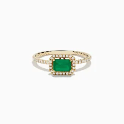 Rings|Effy Jewelry 14K Yellow Gold Emerald and Diamond Ring