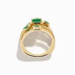 Rings|Effy Jewelry 14K Yellow Gold Emerald and Diamond Statement Ring