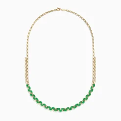 Necklaces & Pendants|BH Multi 14K Yellow Gold Emerald and Diamond Necklace