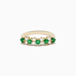 Rings|Effy Jewelry 14K Yellow Gold Emerald and Diamond Band, 0.64 TCW