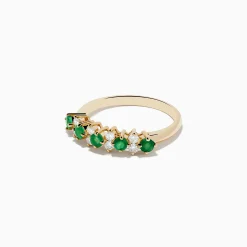 Rings|Effy Jewelry 14K Yellow Gold Emerald and Diamond Band, 0.64 TCW
