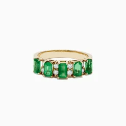 Rings|BH Multi 14K Yellow Gold Emerald and Diamond Band, 1.53 TCW