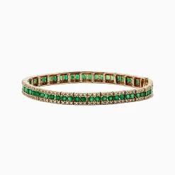 Bracelets|Effy Jewelry 14K Yellow Gold Emerald and Diamond Bracelet