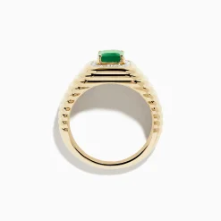 Mens|Effy Jewelry 14K Yellow Gold Emerald and Diamond Ring