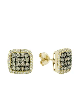 Earrings|Effy Jewelry 14K Yellow Gold Espresso and White Diamond Earrings, .92 TCW