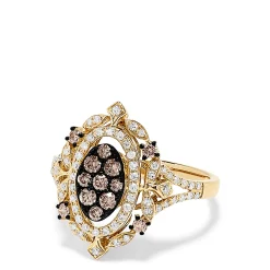 Rings|Effy Jewelry 14K Yellow Gold Espresso and White Diamond Ring, 0.64 TCW