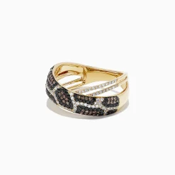 Rings|BH Multi 14K Yellow Gold Espresso, Black and White Diamond Ring, 0.76 TCW