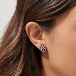 Earrings|BH Multi 14K Yellow Gold Espresso, Black and White Diamond Earrings, 0.94 TCW