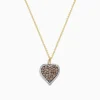 Necklaces & Pendants|Effy Jewelry 14K Yellow Gold Espresso Diamond Heart Pendant