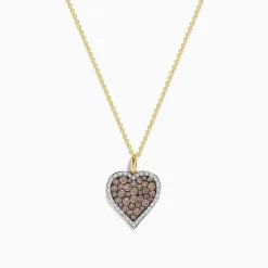 Necklaces & Pendants|Effy Jewelry 14K Yellow Gold Espresso Diamond Heart Pendant