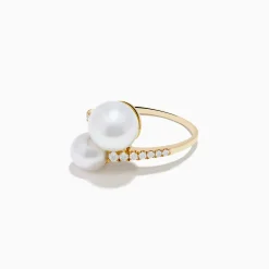 Rings|Effy Jewelry 14K Yellow Gold Fresh Water Pearl and Diamond Bypass Ring