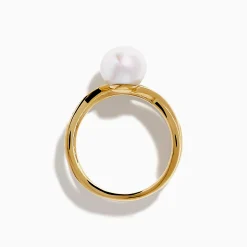 Rings|Effy Jewelry 14K Yellow Gold Fresh Water Pearl and Diamond Crossover Ring