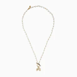 Necklaces & Pendants|Effy Jewelry 14K Yellow Gold Fresh Water Pearl and Diamond Evil Eye Necklace