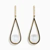 Earrings|Effy Jewelry 14K Yellow Gold Fresh Water Pearl and Diamond Drop Earrings