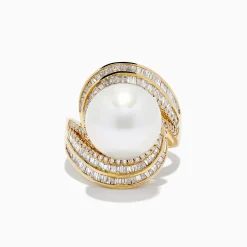 Rings|Effy Jewelry 14K Yellow Gold Fresh Water Pearl and Diamond Statement Ring