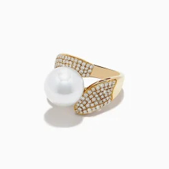 Rings|Effy Jewelry 14K Yellow Gold Fresh Water Pearl and Diamond Statement Ring