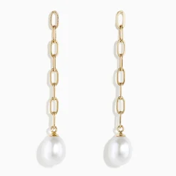 Earrings|Richline Group 14K Yellow Gold Freshwater Pearl Paperclip Chain Drop Earrings