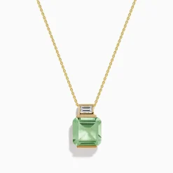 Necklaces & Pendants|Effy Jewelry 14K Yellow Gold Green Amethyst and White Topaz Pendant