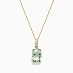 Necklaces & Pendants|Effy Jewelry 14K Yellow Gold Green Amethyst and Diamond Pendant, 6.52 TCW