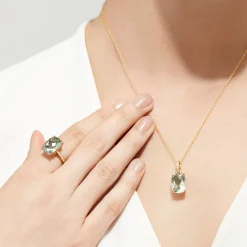 Necklaces & Pendants|Effy Jewelry 14K Yellow Gold Green Amethyst and Diamond Pendant, 6.52 TCW