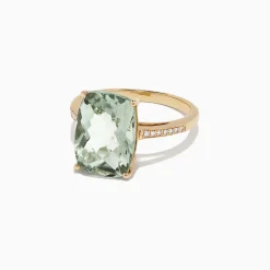 Rings|Effy Jewelry 14K Yellow Gold Green Amethyst and Diamond Cocktail Ring