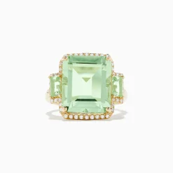 Rings|BH Multi 14K Yellow Gold Green Amethyst and Diamond Ring