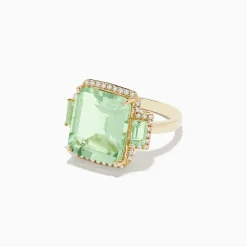Rings|BH Multi 14K Yellow Gold Green Amethyst and Diamond Ring