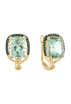 Earrings|Effy Jewelry 14K Yellow Gold Green Amethyst and Diamond Earrings, 5.80 TCW